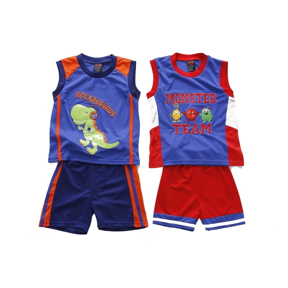 At The Buzzer Two Piece Short Set (Pack of 2) (Dinosaur / Monster, 12 Months)