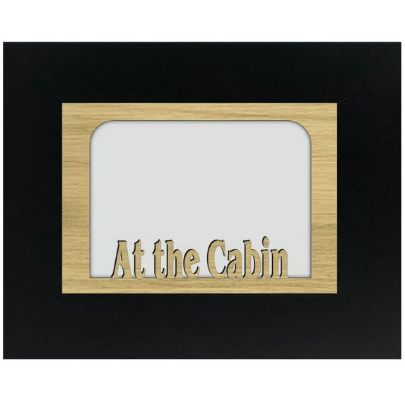 At The Cabin Tabletop Picture Frame Modern Thick Black Frame with Oak Insert