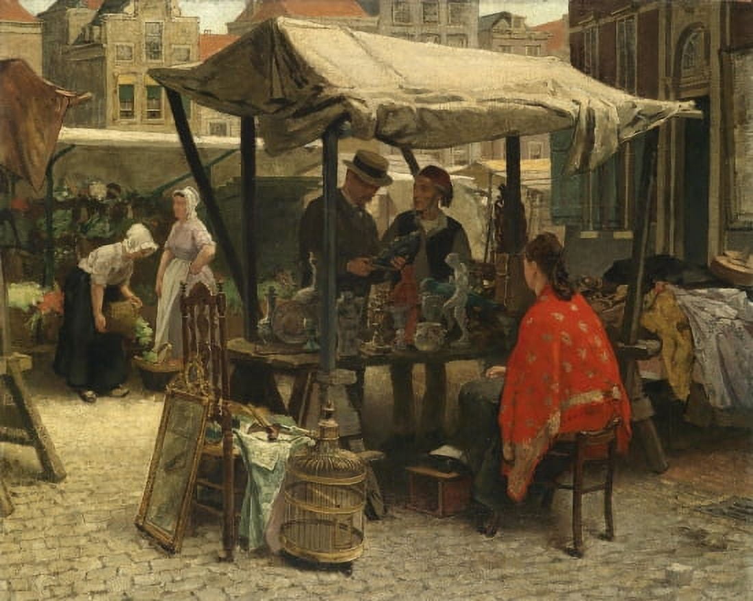 At The Flea Market 1894 Vintage Art Canvas Art - (24 x 36)