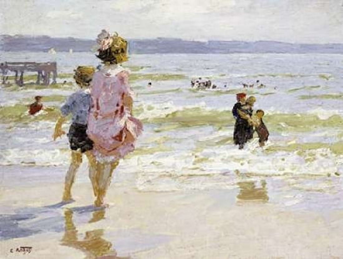 At The Seashore Canvas Art - Edward Henry Potthast (18 x 24)