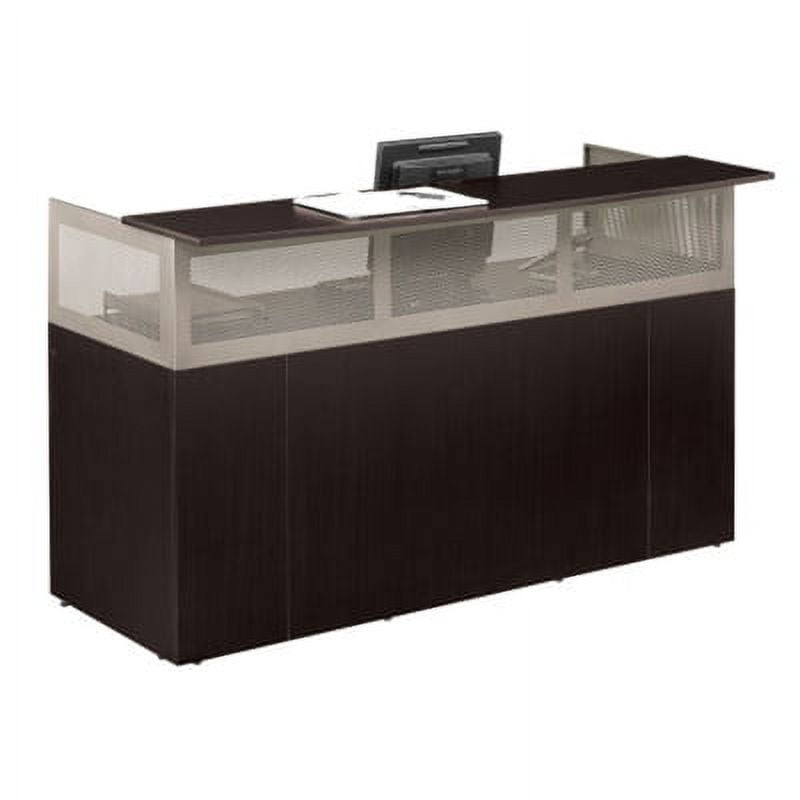 Espresso Laminate Reception Desk with Brushed Nickel Frame