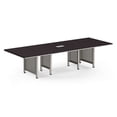 thumbnail image 1 of At Work Expandable Conference Table with Espresso Laminate Top and Brushed Nickel Painted Steel Leg with Modesty Panel for Modern Offices, 1 of 7