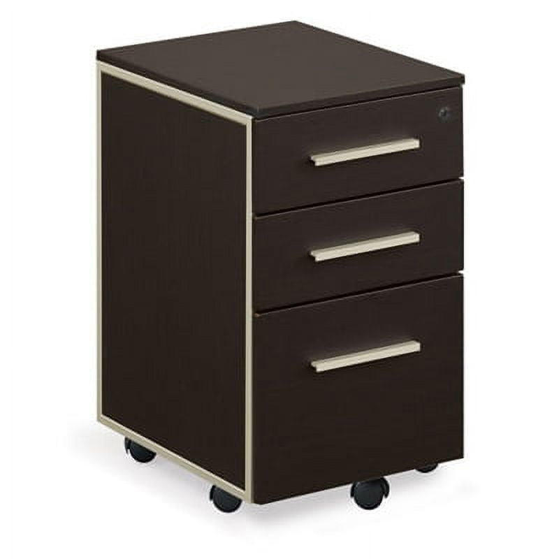 Espresso Brown Mobile Lockable File Storage Pedestal