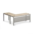 thumbnail image 1 of At Work Reversible Corner LShaped Desk  60"W x 60"D Warm Ash Laminate/Brushed Nickel Painted Steel Frame, 1 of 7