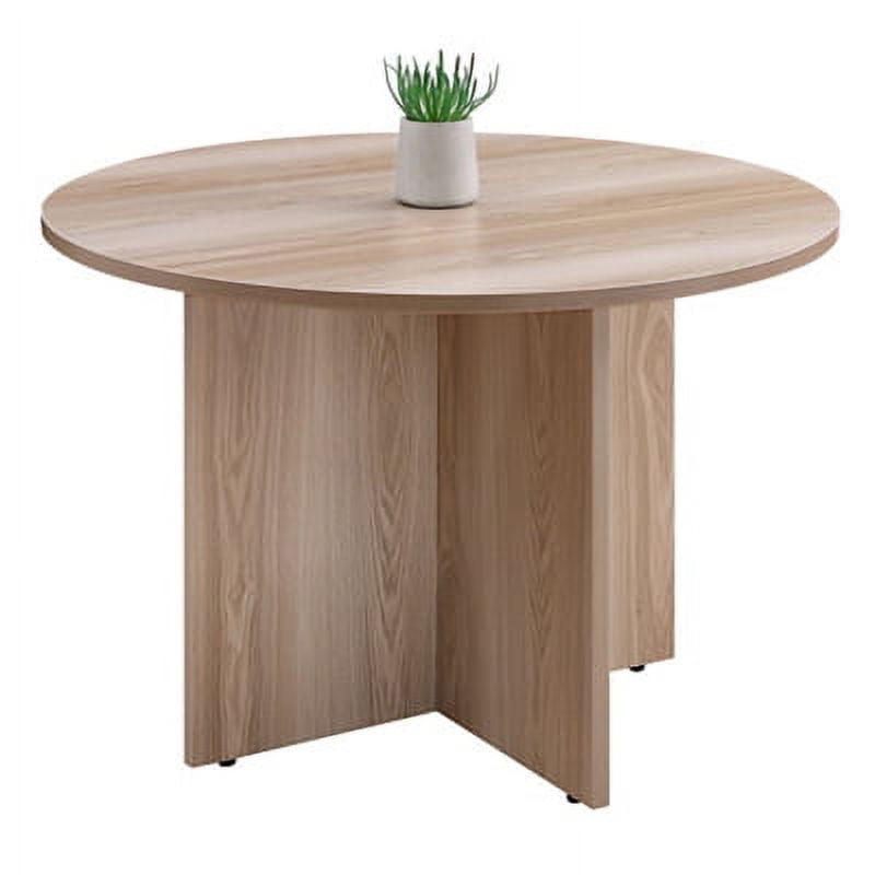 Warm Ash 42" Round Laminate Conference Table with X-Base