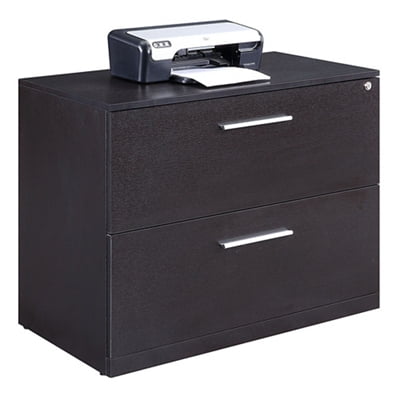 Espresso Laminate 2-Drawer Lockable Lateral File Cabinet