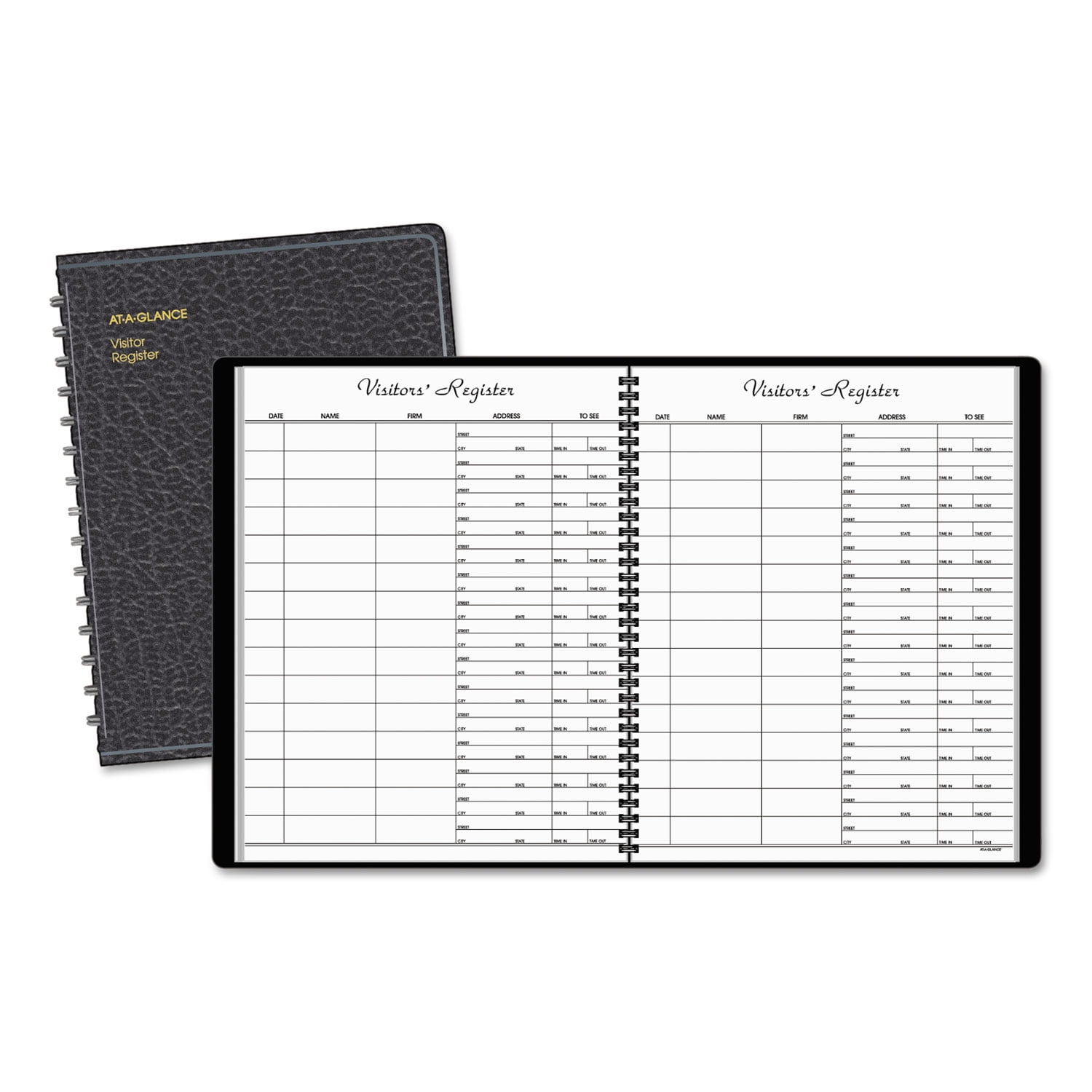 At-a-Glance Recycled Visitor Register Book, Black, 8 1/2 x 11