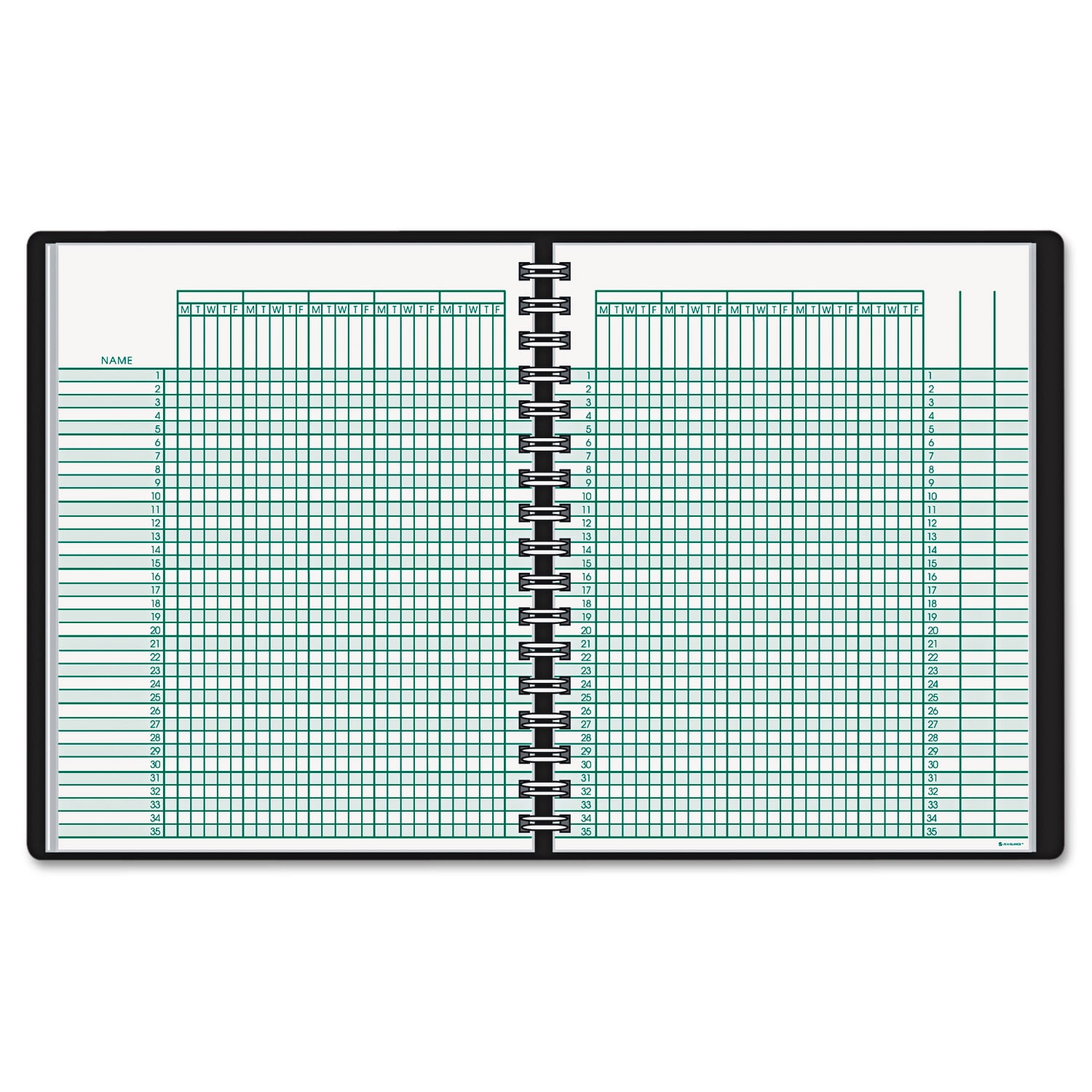 Black Spiral Undated Class Record Book, 10 Weeks