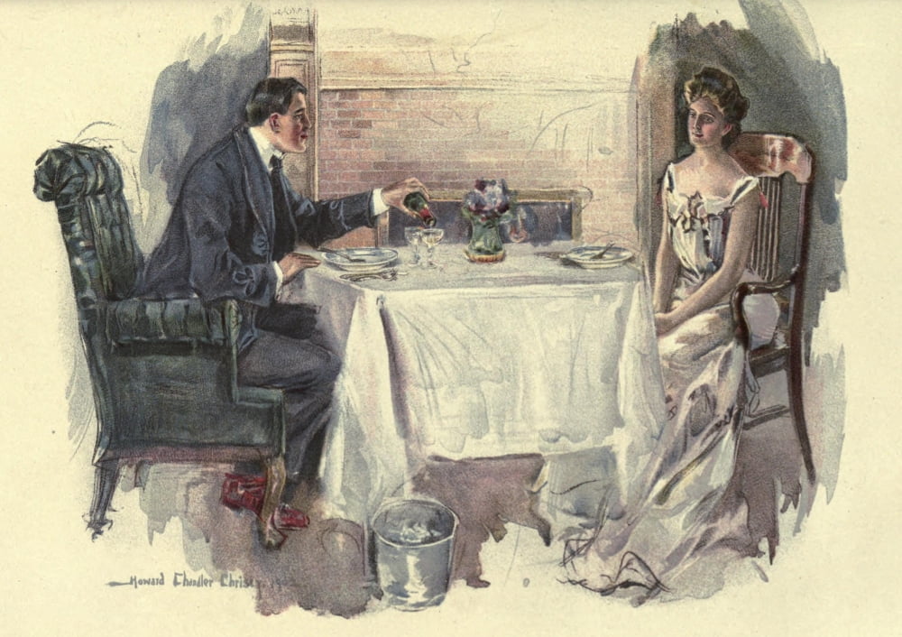 At dinner Canvas Art - Howard Chandler Christy (18 x 24)