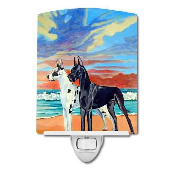 At sunset Great Dane Harlequin and Black Ceramic Night Light