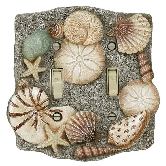 At the Beach Seashell Double Switch Blue Gray Double Switch