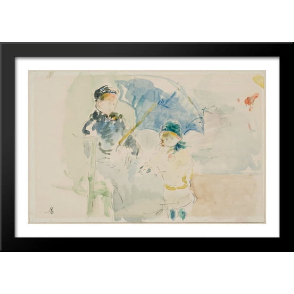 At the Beach in Nice 40x28 Large Black Wood Framed Print Art by Berthe Morisot