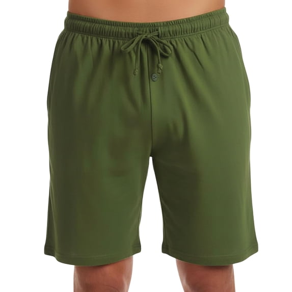 At the Buzzer Men's Pajama Shorts / Sleepwear / PJs. (Olive, Large)