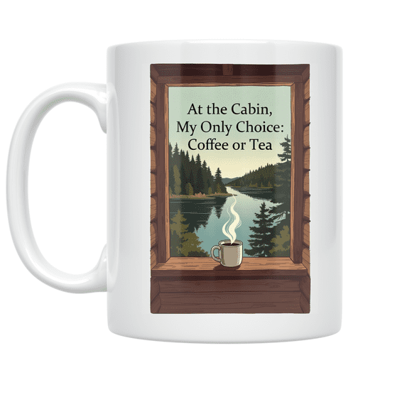 At the Cabin, My Only Choice: Coffee or Tea - Cabin Enthusiast - 11 oz Ceramic Coffee Mug