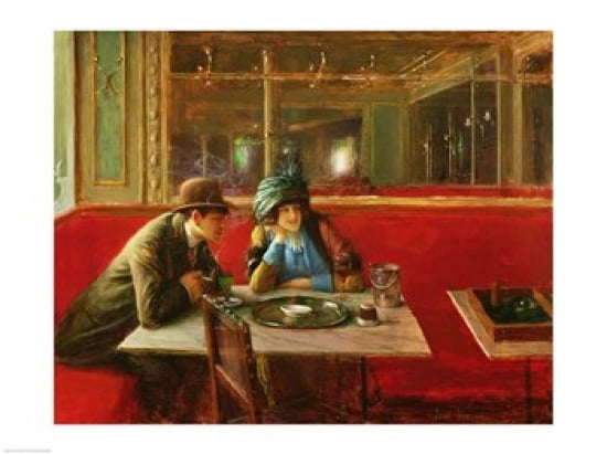 At the Cafe Canvas Art - Jean Beraud (24 x 18)