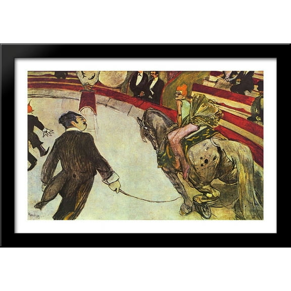 At the Circus Fernando, the rider 40x26 Large Black Wood Framed Print Art by Henri de Toulouse-Lautrec