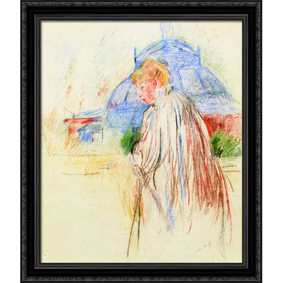 At the Exposition Palace 28x32 Large Black Ornate Wood Framed Canvas Art by Berthe Morisot