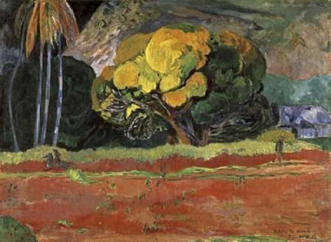 At the Foot of a Mountain - Fatata Te Moua Canvas Art - Paul Gauguin (18 x 24)