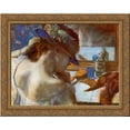 thumbnail image 1 of At the Mirror 24x20 Gold Ornate Wood Framed Canvas Art by Edgar Degas, 1 of 2