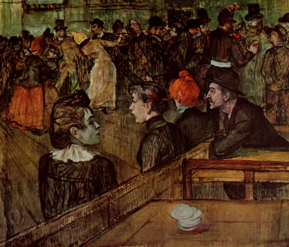 At the Moulin Rouge 1892 Lautrec 1953 Canvas Art - Henri de Toulouse-Lautrec (24 x 36)