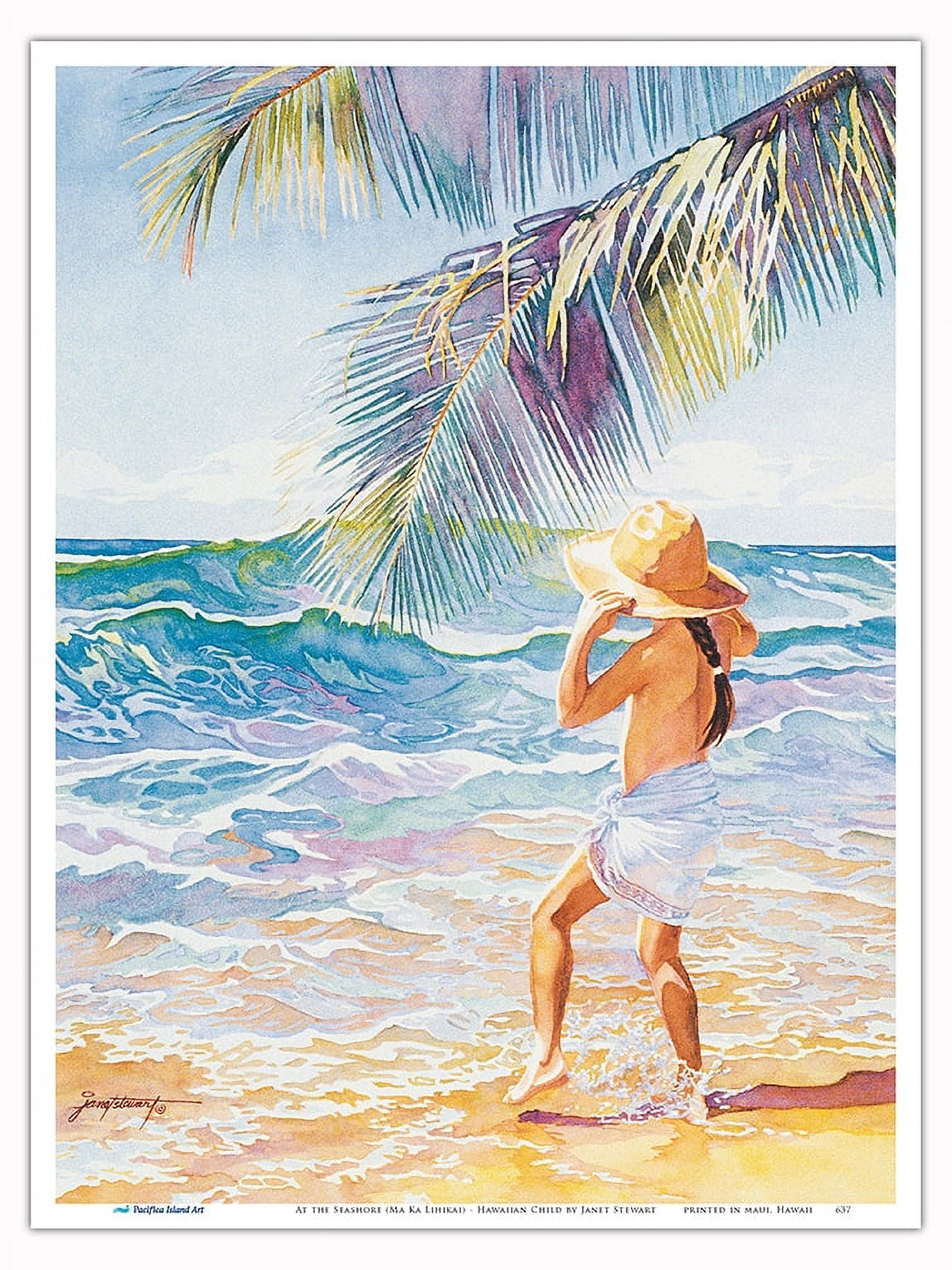 At the Seashore (Ma Ka Lihikai) Hawaiian Child From an Original