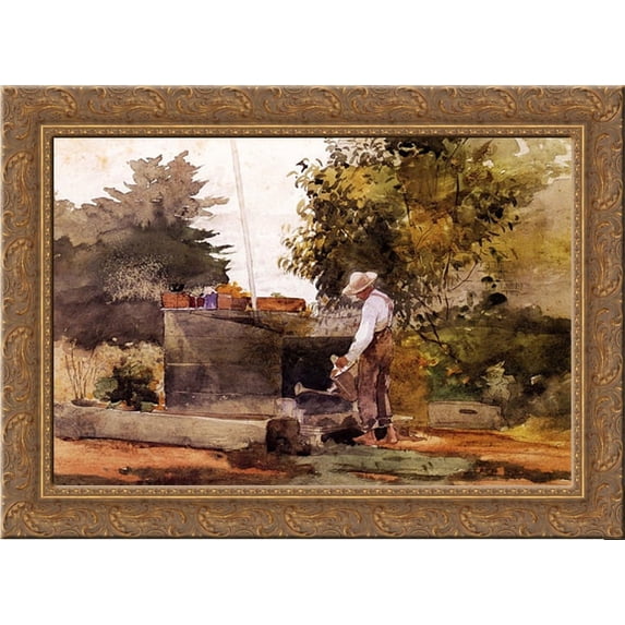 At the Well 24x19 Gold Ornate Wood Framed Canvas Art by Homer, Winslow