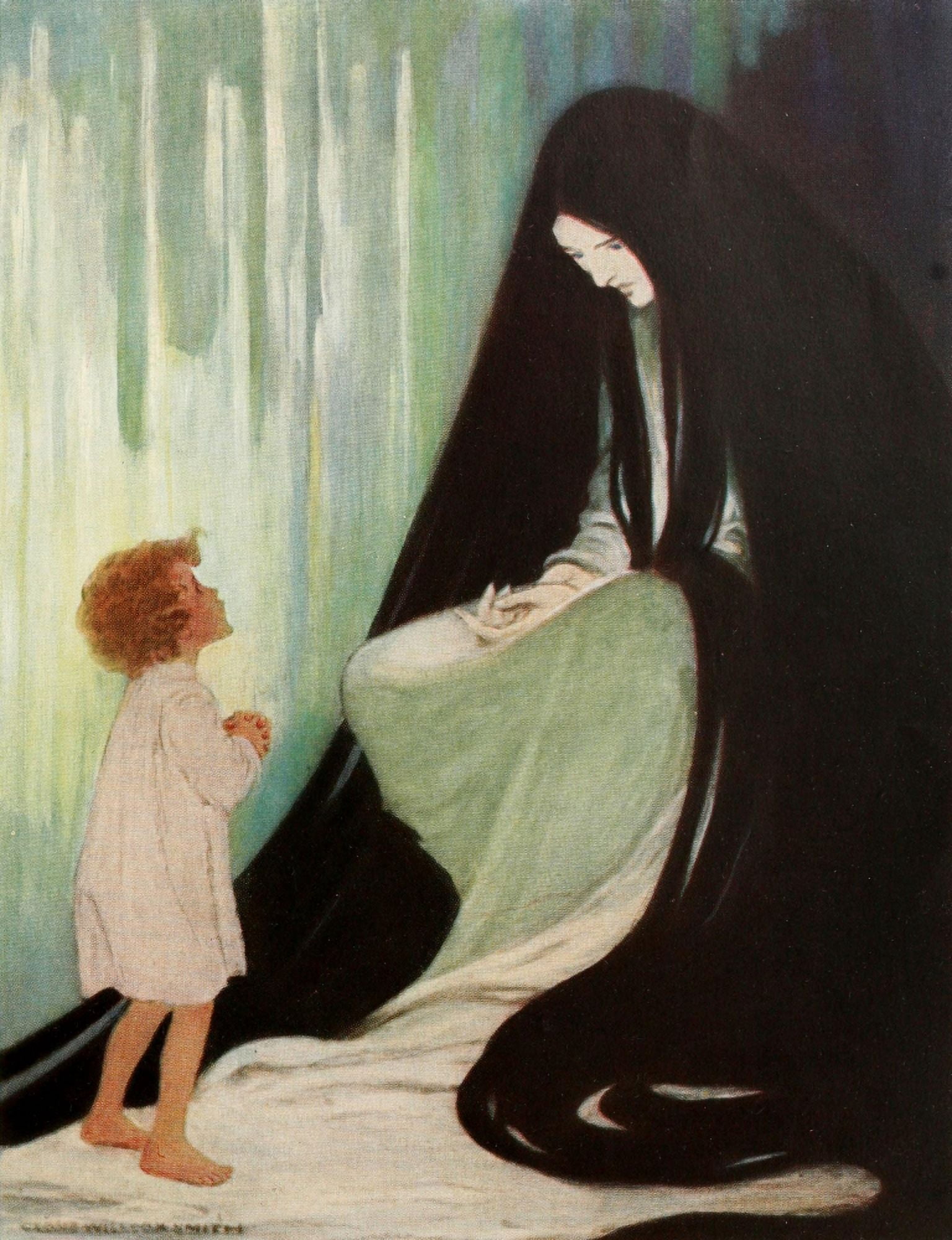 At the back of the North Wind 1919 Are you ill dear North Wind Canvas Art - Jessie Willcox Smith (18 x 24)
