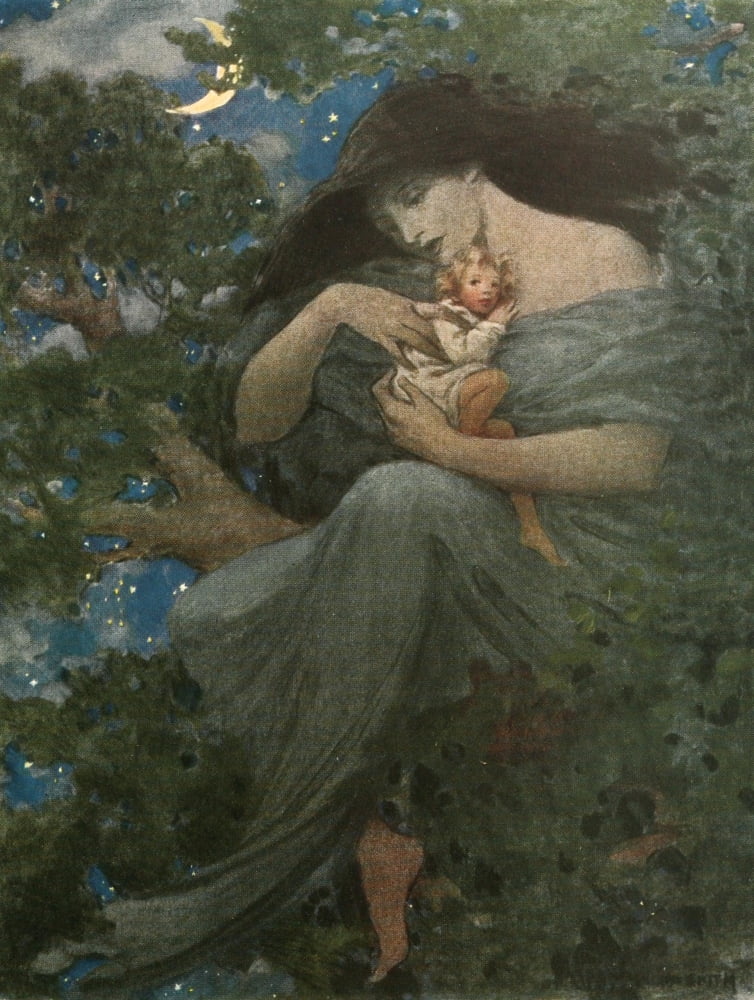 At the back of the North Wind 1919 On top of the great beech tree Canvas Art - Jessie Willcox Smith (24 x 36)