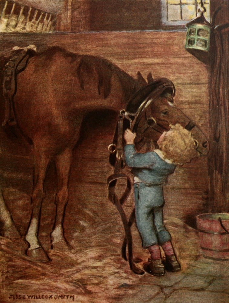 At the back of the North Wind 1919 Putting on the collar was hard Canvas Art - Jessie Willcox Smith (24 x 36)