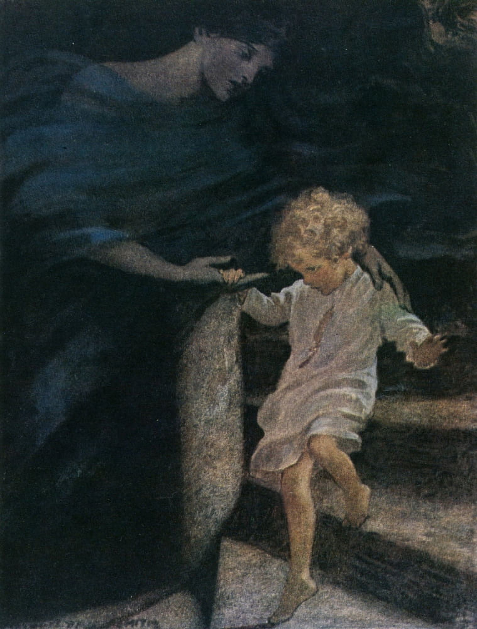 At the back of the North Wind 1919 She took his hand Canvas Art - Jessie Willcox Smith (18 x 24)