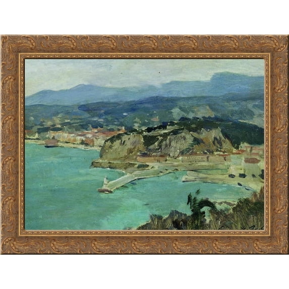 At the lake Como. Italy. 24x18 Gold Ornate Wood Framed Canvas Art by Isaac Levitan