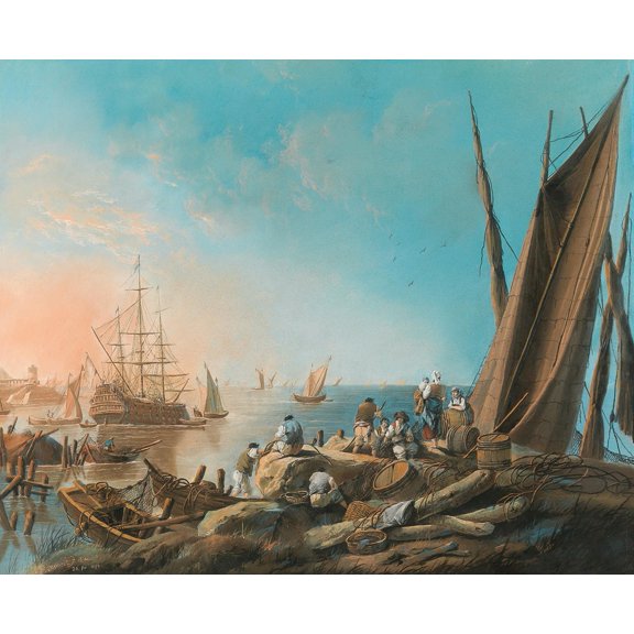 At the mouth of the River Tagus (1789) Poster Print by Jean-Baptiste Pillement (18 x 24)