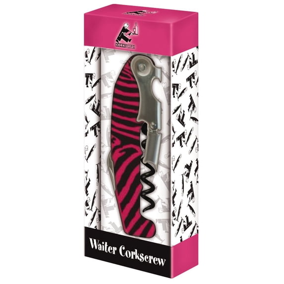 Cork Pops At Your Service Waiters Corkscrew, Zebra Design