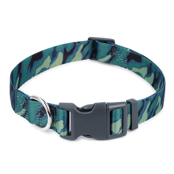 AtPet Camo Print Patterned Dog Adjustable Collar for Walking Training Dogs, Green Camo, Large
