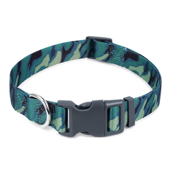 AtPet Camo Print Patterned Dog Adjustable Collar for Walking Training Dogs, Green Camo, Small