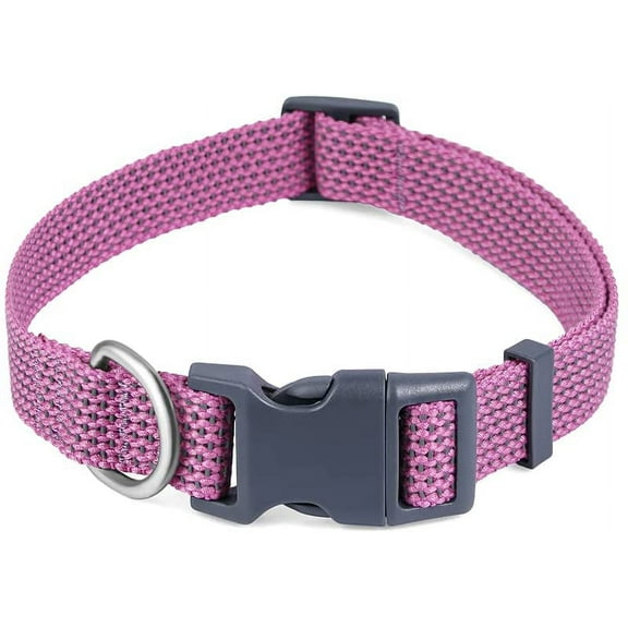 AtPet Reflective Adjustable Cotton Webbing Collar for Walking Training Dogs,Large, Purple