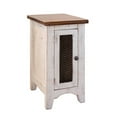 thumbnail image 1 of Ata 26 Inch Chairside Table with Mesh Door - Pine Wood - White and Brown, 1 of 5