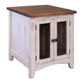 thumbnail image 1 of Ata 26 Inch End Table with 2 Mesh Doors Solid Pine Wood White and Brown - Saltoro Sherpi, 1 of 5
