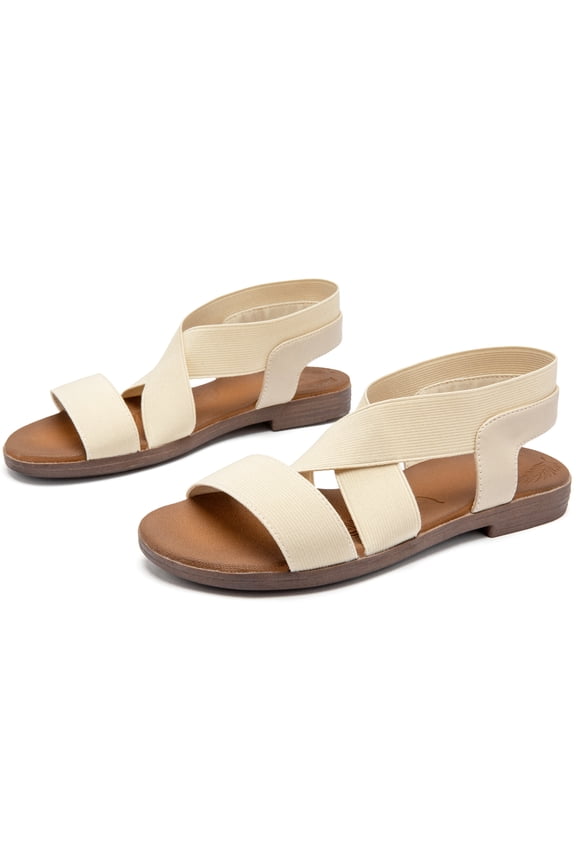 Women's Comfortable Flat Slide Sandals - Summer Fashionable with Elastic Ankle Strap.
