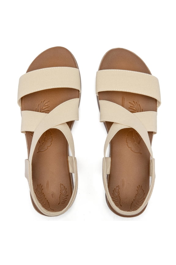 Women's Comfortable Flat Slide Sandals - Summer Fashionable with Elastic Ankle Strap.
