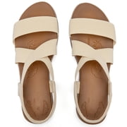 Ataiwee Womens Comfortable Flat Slide Sandals - Summer Fashionable with Elastic Ankle Strap.