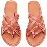 Ataiwee Womens Flat Slide Sandals - Casual Comfort Braided Multiple Cross Pinstripe Flat Summer Sandals.