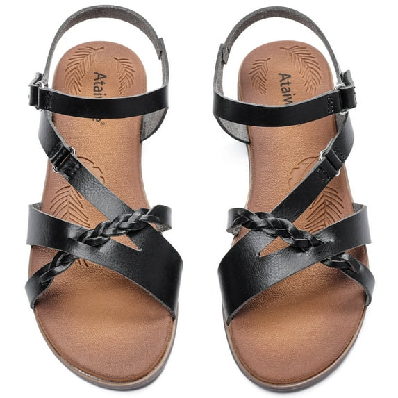 Ataiwee Women's Flat Slide Sandals - Casual Comfort Braided Strappy Flat Summer Sandals.