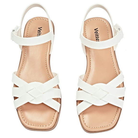 Ataiwee Women's Flat Slide Sandals - Casual Comfortable Criss Cross Squsre Toe Flat Summer Sandals.