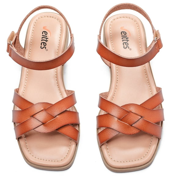 Ataiwee Women's Flat Slide Sandals - Casual Comfortable Criss Cross Squsre Toe Flat Summer Sandals.