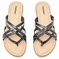 thumbnail image 1 of Ataiwee Women's Flat Slide Sandals - Casual Multiple Straps Thong Slip on Flat Summer Shoes., 1 of 8