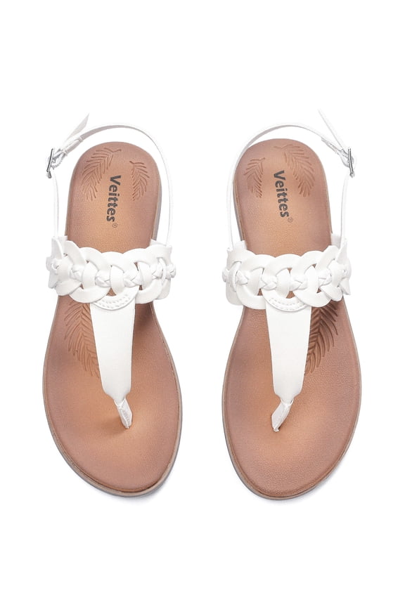 Women's Flat Slide Sandals - Classic T-strap Ankle Strap Comfort Thong Flat Summer Sandals.