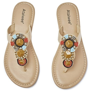 Ataiwee Women's Flat Slide Sandals - Comfortable Cute Summer Flops.