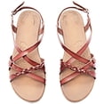 thumbnail image 1 of Ataiwee Women's Flat Slide Sandals - Fashion Adjustable Cross Strappy Braided Flat Summer Shoes., 1 of 7
