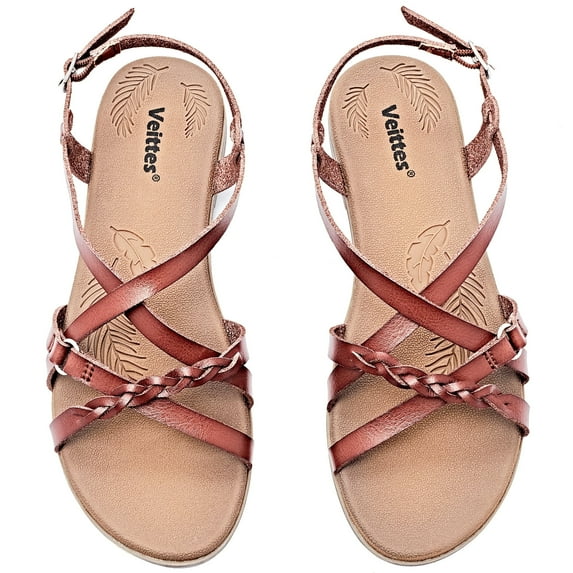 Ataiwee Women's Flat Slide Sandals - Fashion Adjustable Cross Strappy Braided Flat Summer Shoes.